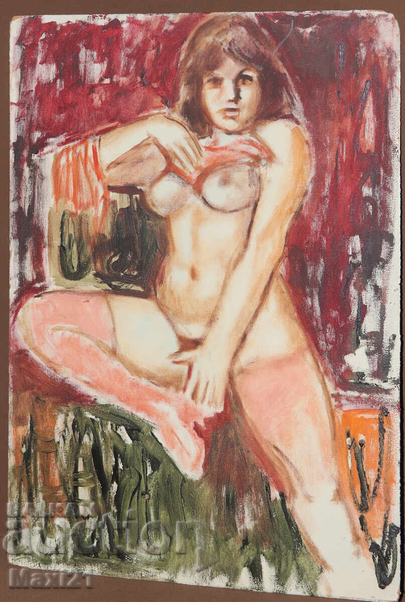 Oil painting female portrait, nude body with price 250.00 BGN | € 127.82