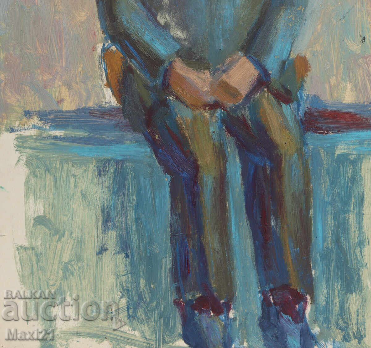 Παλιός ελαιογραφικός πίνακας ανδρικό πορτρέτο - 5