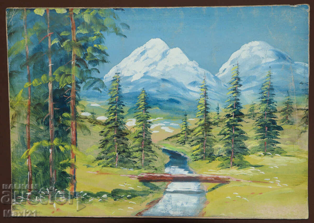 Όμορφη εικόνα δασικού τοπίου γκουάς με τιμή 220.00 BGN | € 112.48