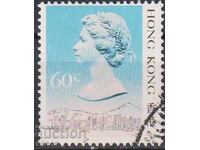 Timbrul poștal timbrat Regina Elisabeta II 1987 din Hong Kong