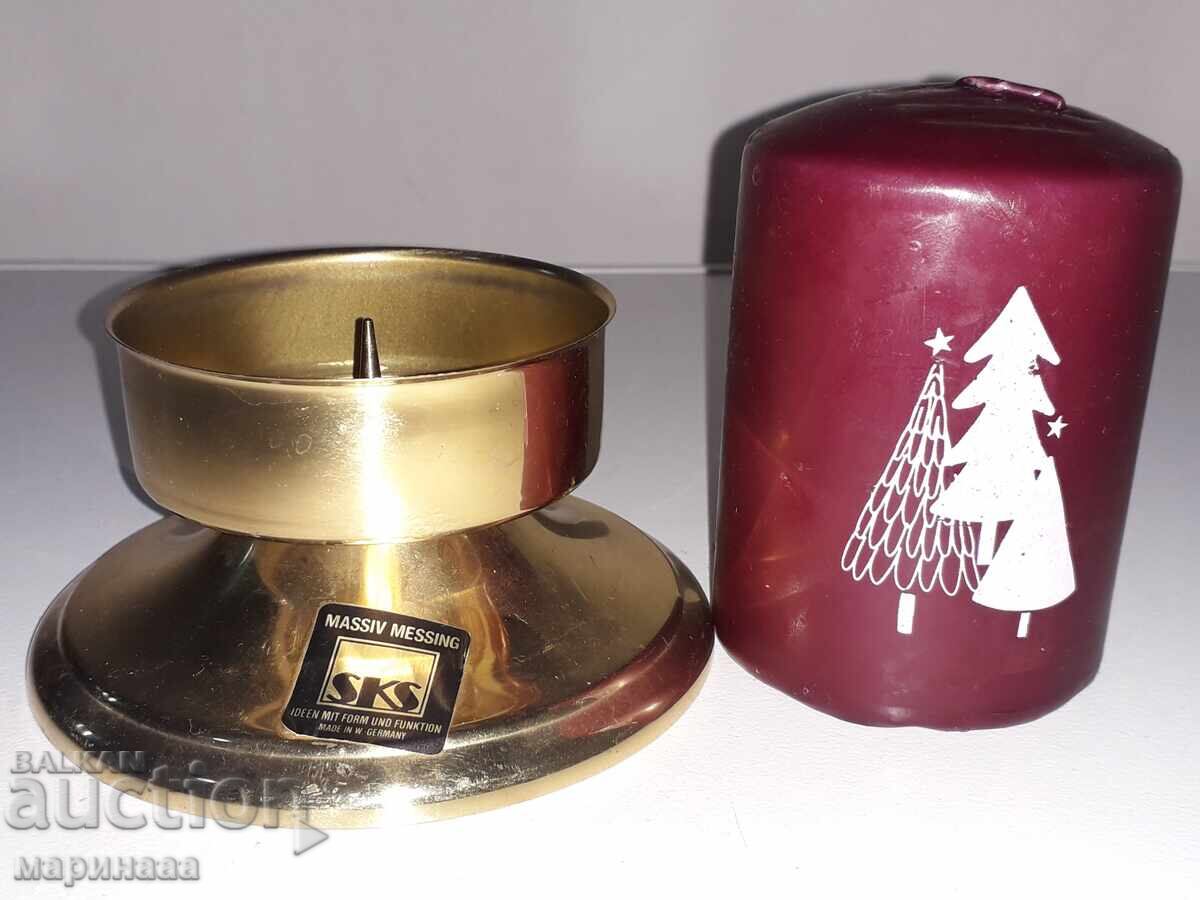 СВЕЩНИК. МЕСИНГ. ГЕРМАНИЯ. СЪС СВЕЩ СВЕЩНИК. МЕСИНГ. ГЕРМАНИЯ. СЪС СВЕЩ