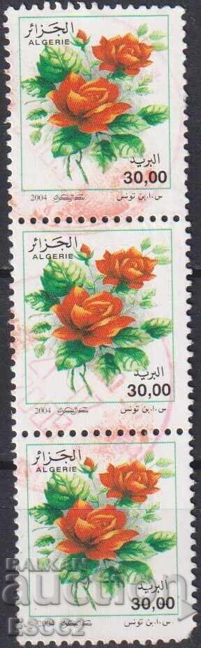 Stamped Flora Flowers Roses 2004 stamp from Algeria with price 1.10 BGN | € 0.56