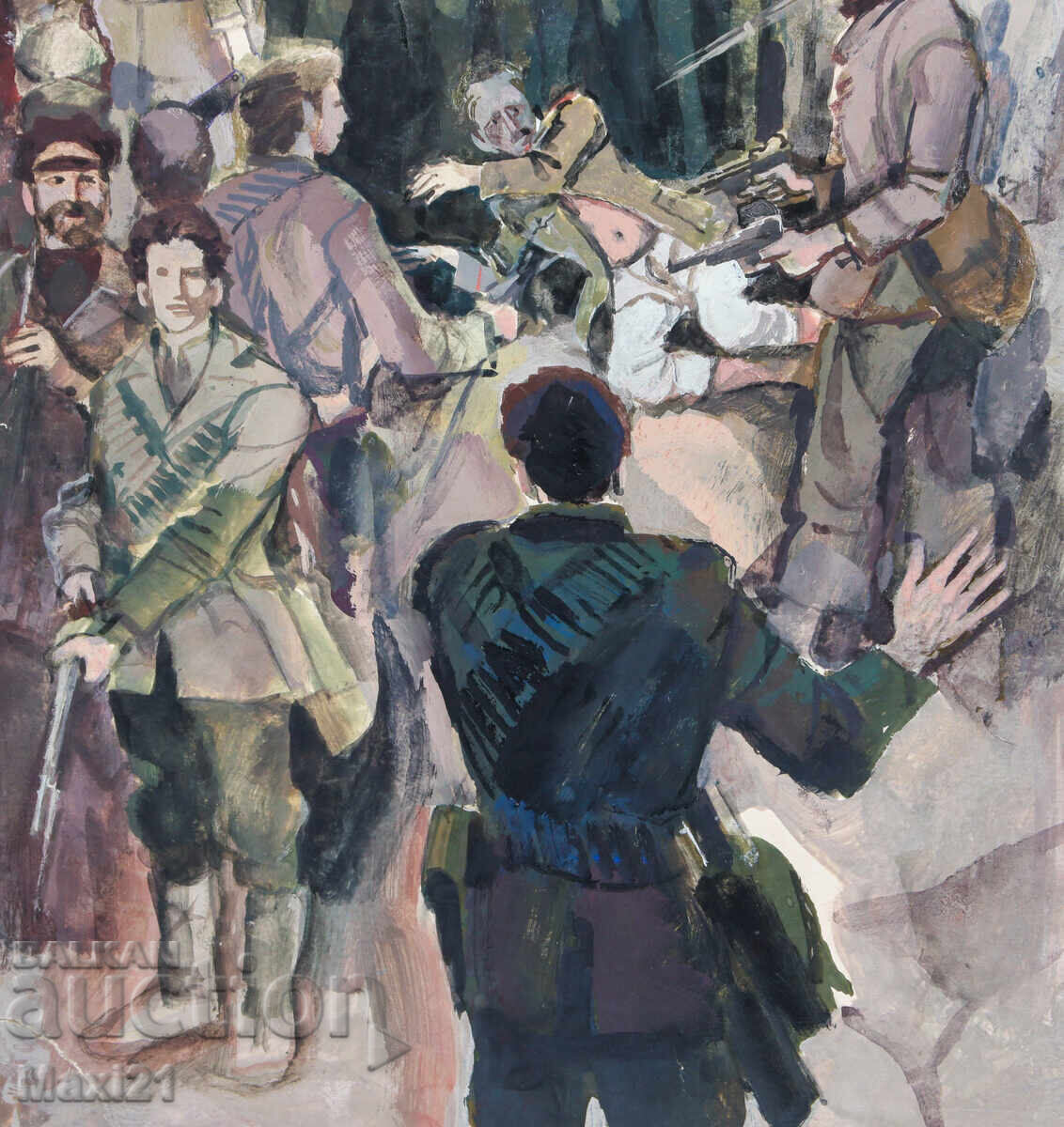 Стара картина гваш партизани 1979 г. - 5