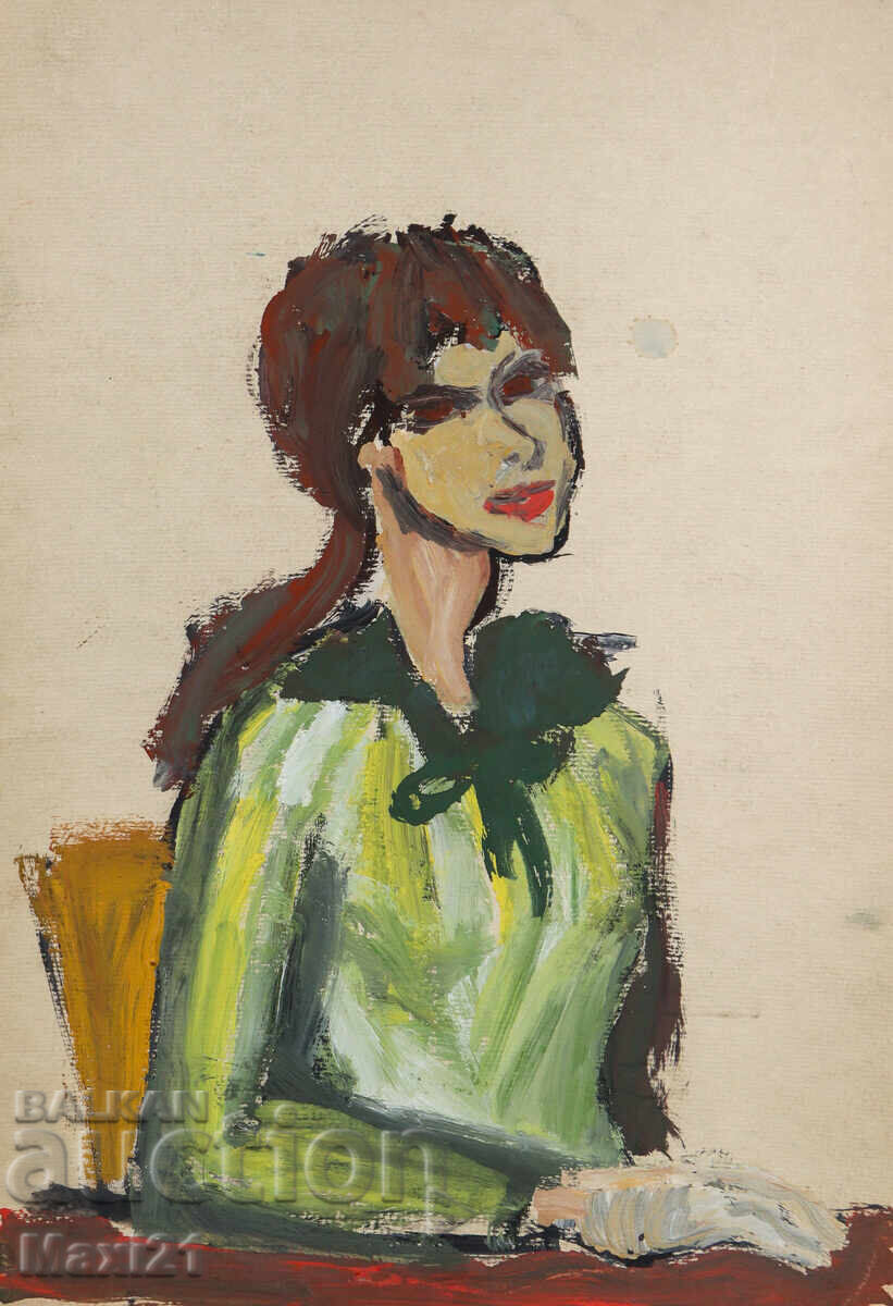 Painting tempera paints female portrait with price 200.00 BGN | € 102.26