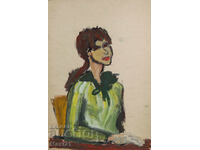 Картина темперни бои  женски портрет