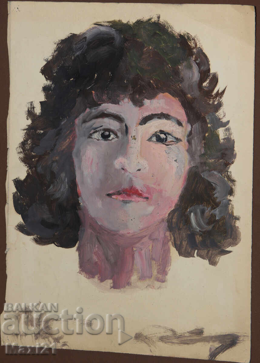 Tablou vechi, culori tempera, portret feminin cu preț 200.00 BGN | € 102.26