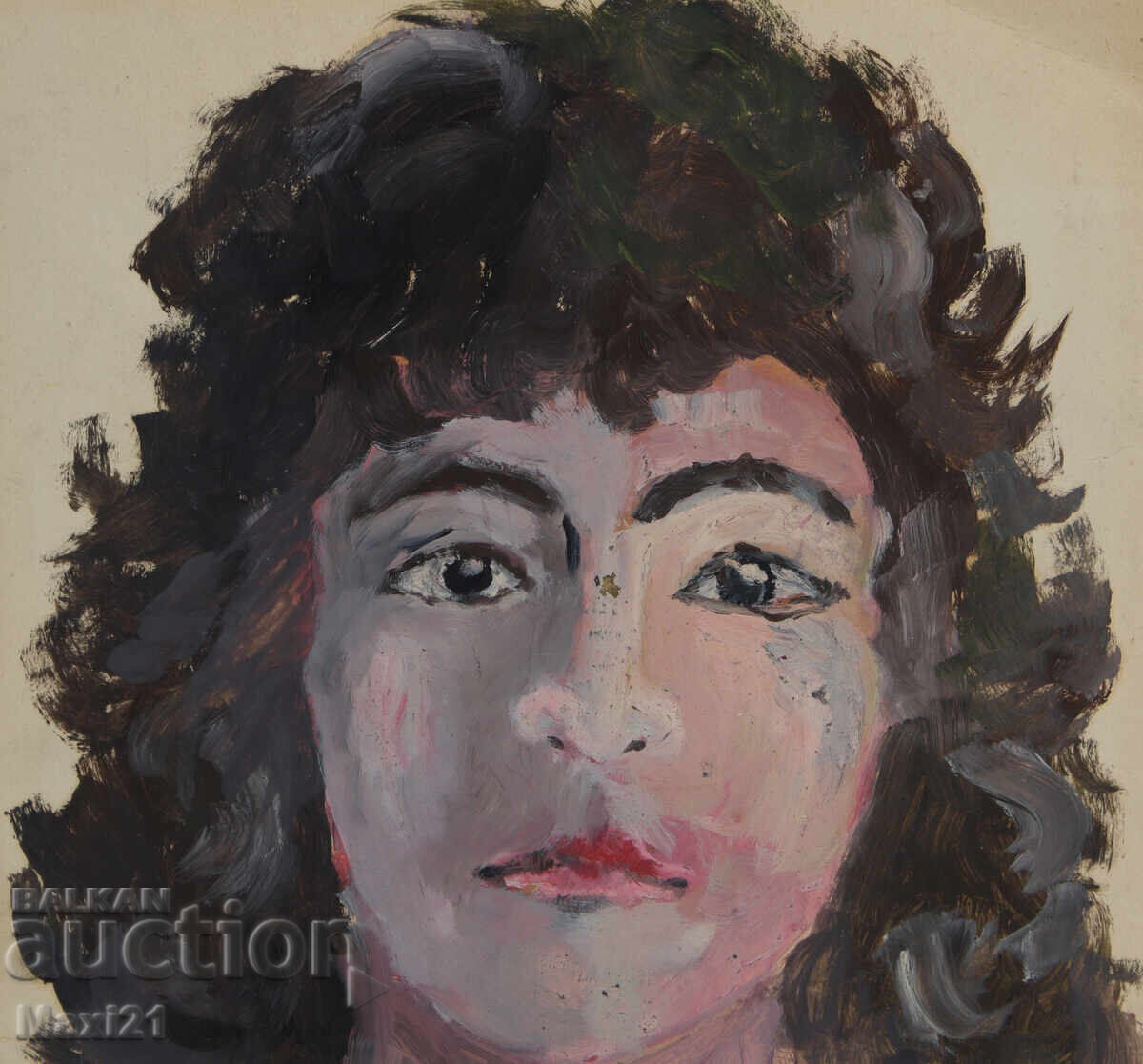 Livrarea Tablou vechi, culori tempera, portret feminin