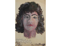 Παλιός πίνακας με τέμπερα, γυναικείο πορτρέτο