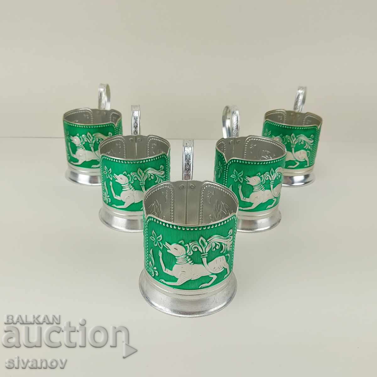 Licitație Set vechi sovietic rusesc de 5 suporturi pentru cești #4238