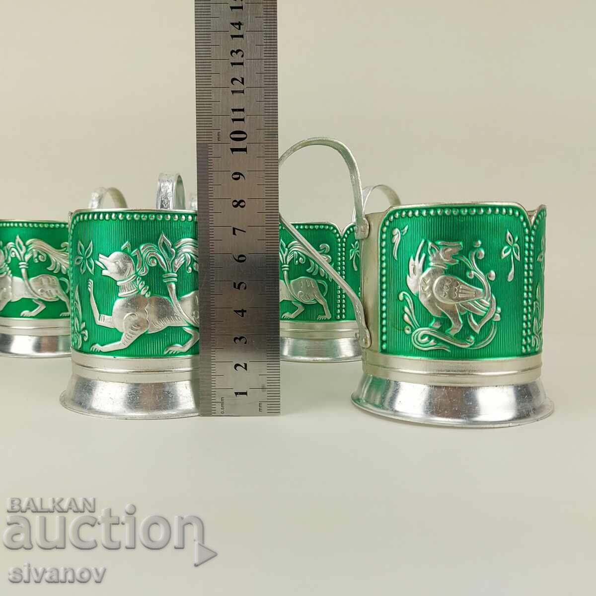 Set vechi sovietic rusesc de 5 suporturi pentru cești #4238 - 6