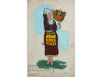 Πίνακας με τέμπερα: γυναίκα με παραδοσιακή φορεσιά