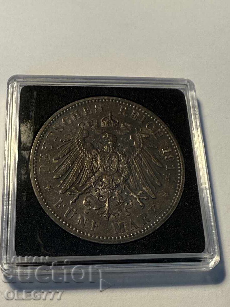 5 Mark 1914 GERMANIA SACHSEN, FRIEDRICH AUGUST - 5