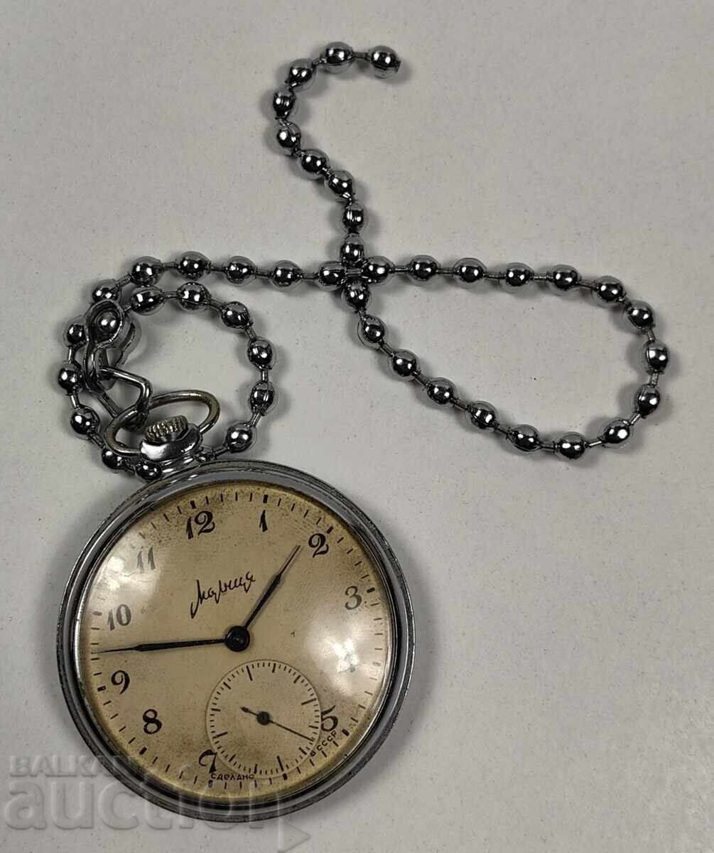 SOCIAL POCKET WATCH MOLNIJA WITH CHAIN LIGHTNING WORKS - 5 SOCIAL POCKET WATCH MOLNIJA WITH CHAIN LIGHTNING WORKS - 5