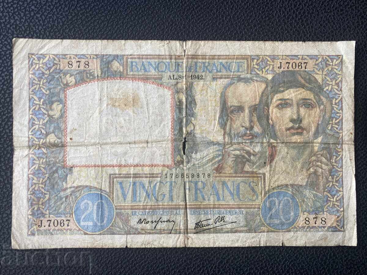 Франция 20 франка 1942 труд и наука Франция 20 франка 1942 труд и наука