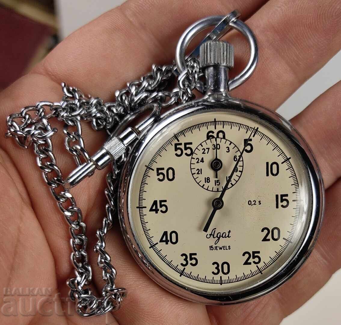 SOC CRONOMETRU AGAT AGAT CU LANȚ LUCREAZĂ SOC CRONOMETRU AGAT AGAT CU LANȚ LUCREAZĂ
