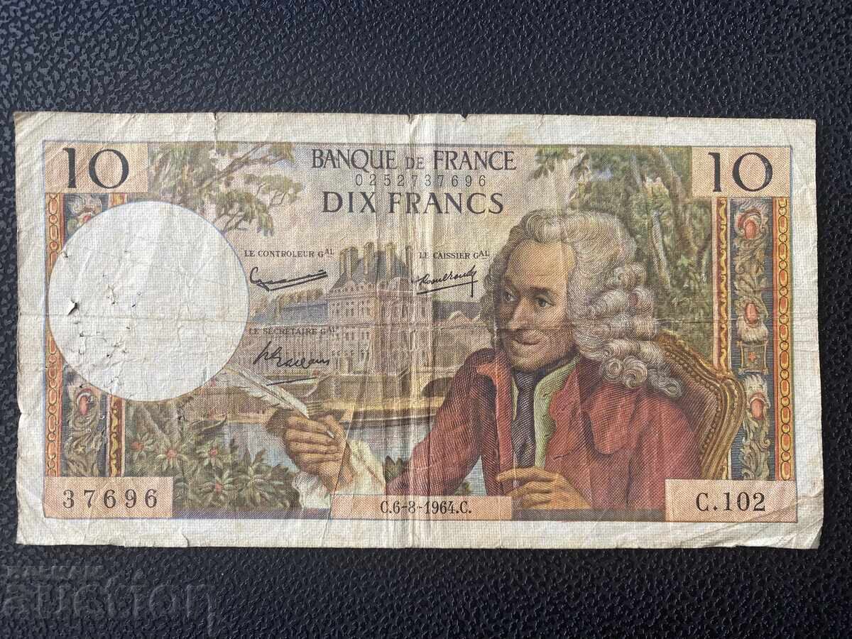 Франция 10 франка 1964 Волтер Франция 10 франка 1964 Волтер