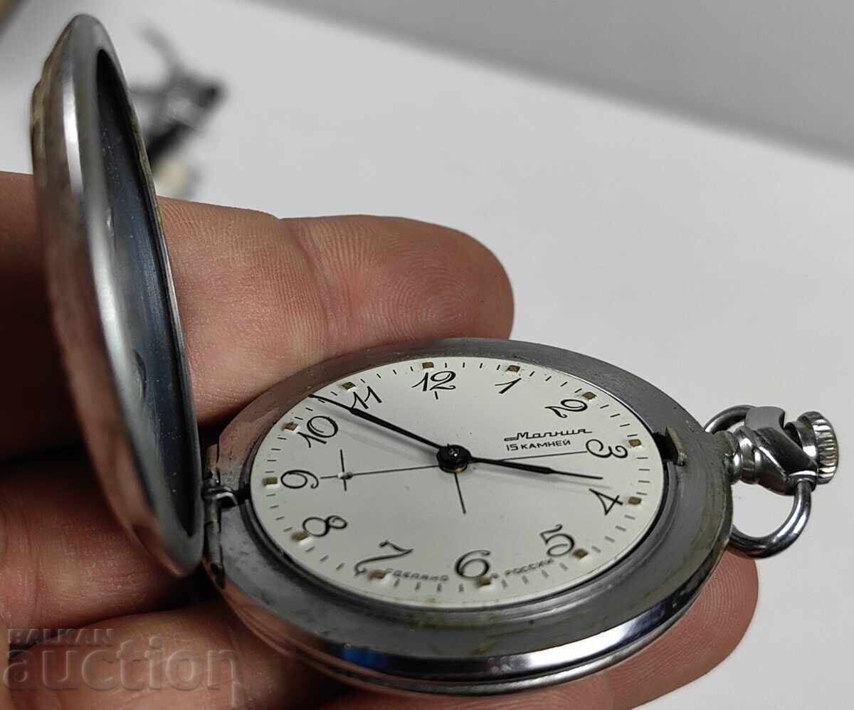 SOVIET POCKET WATCH MOLNIJA LIGHTNING DOESN'T WORK - 7 SOVIET POCKET WATCH MOLNIJA LIGHTNING DOESN'T WORK - 7