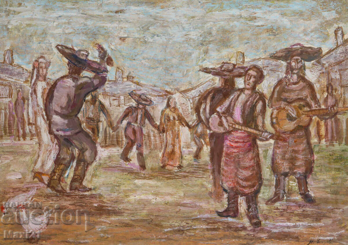 Painting tempera paints figurative composition with price 250.00 BGN | € 127.82