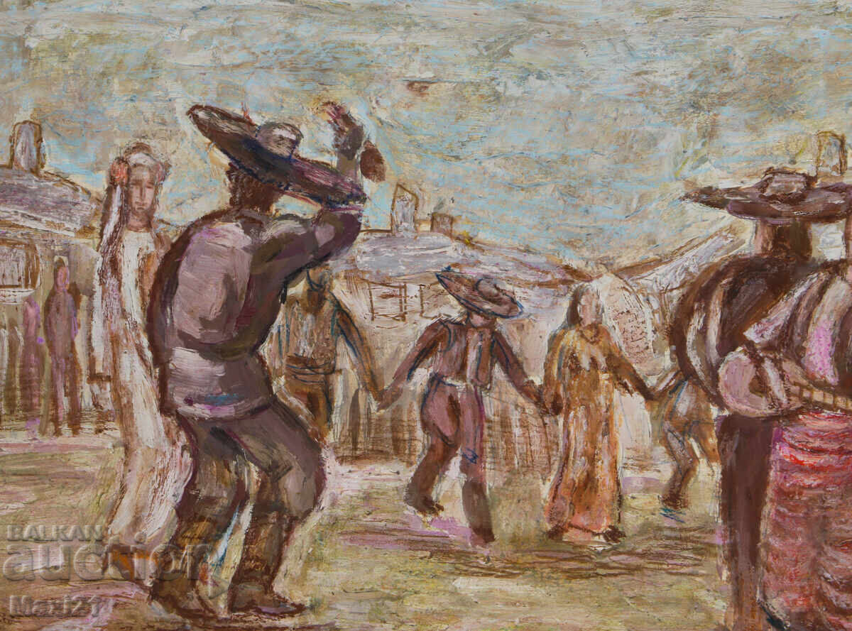 Delivery of Painting tempera paints figurative composition