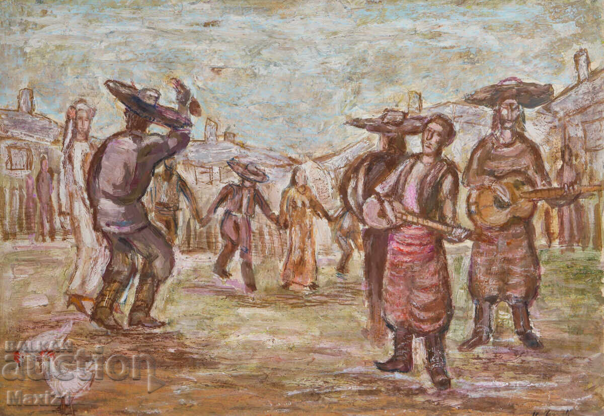 Painting tempera paints figurative composition