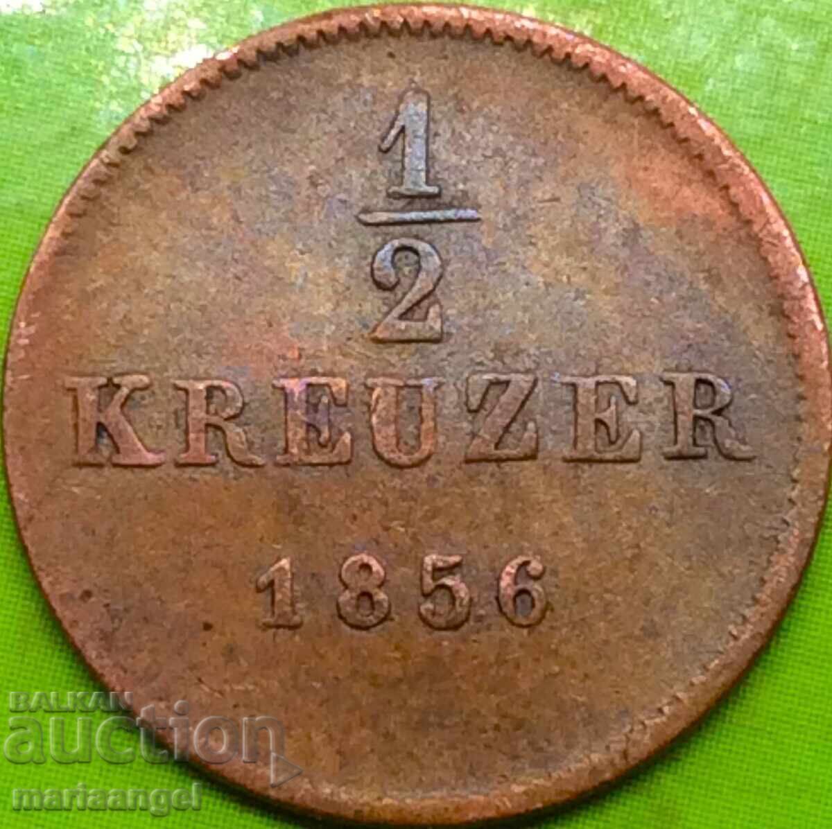 Δημοπρασία 1/2 Kreuzer 1856 Γερμανία Württemberg Cu