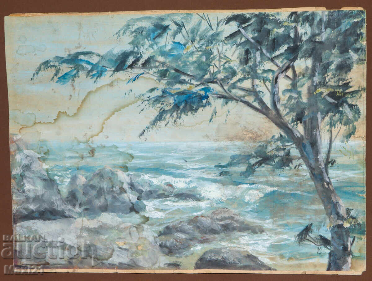 Old painting, tempera paints, seascape with price 200.00 BGN | € 102.26