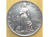 2 λίρες 1956 Βατικανού Πίος XII