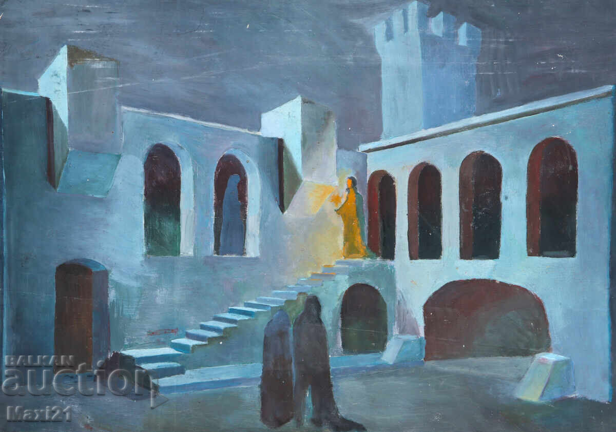 Painting, tempera, scenography, theatrical stage Painting, tempera, scenography, theatrical stage