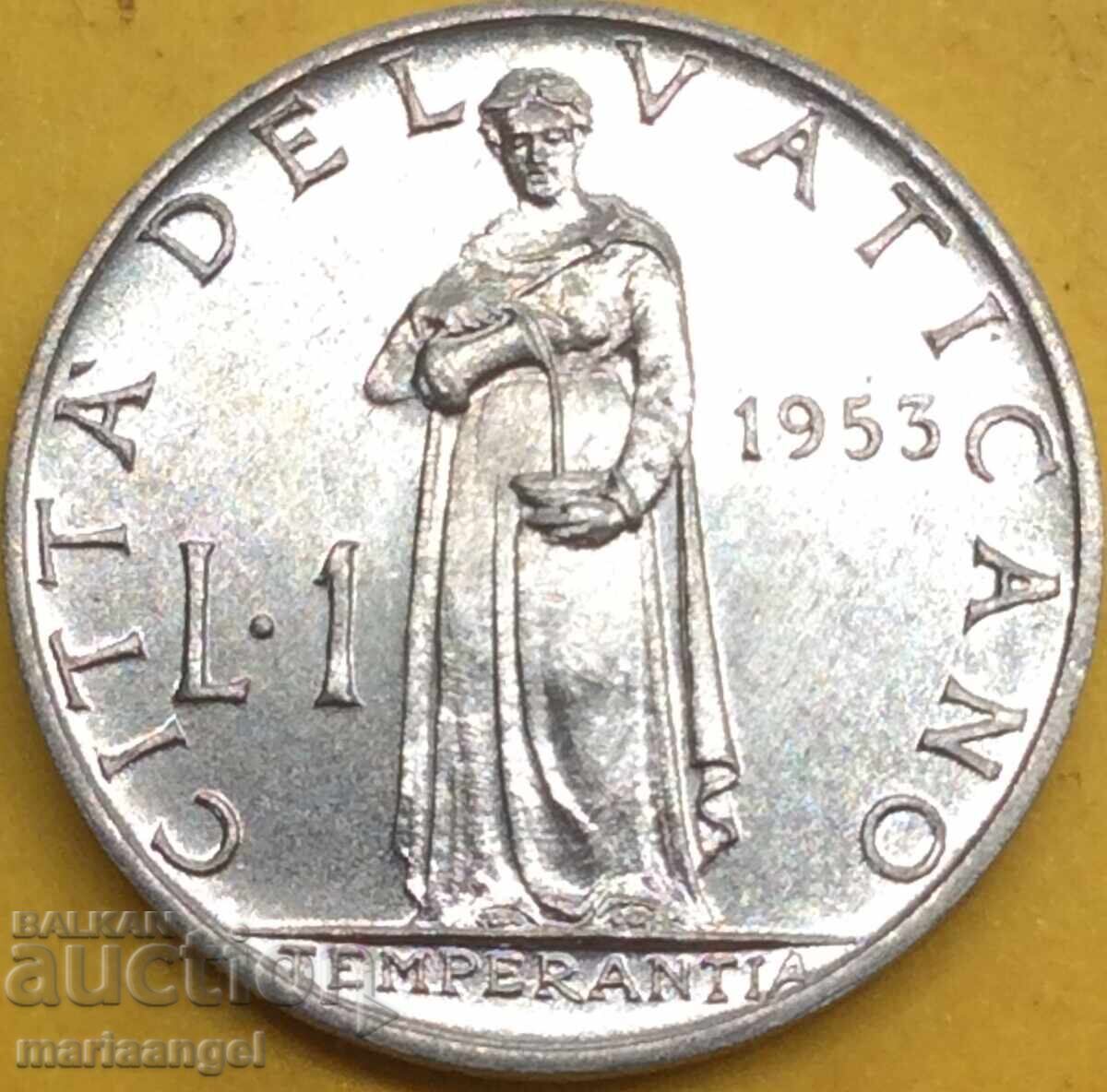 1 Lira 1953 Vatican Pius XII UNC 2