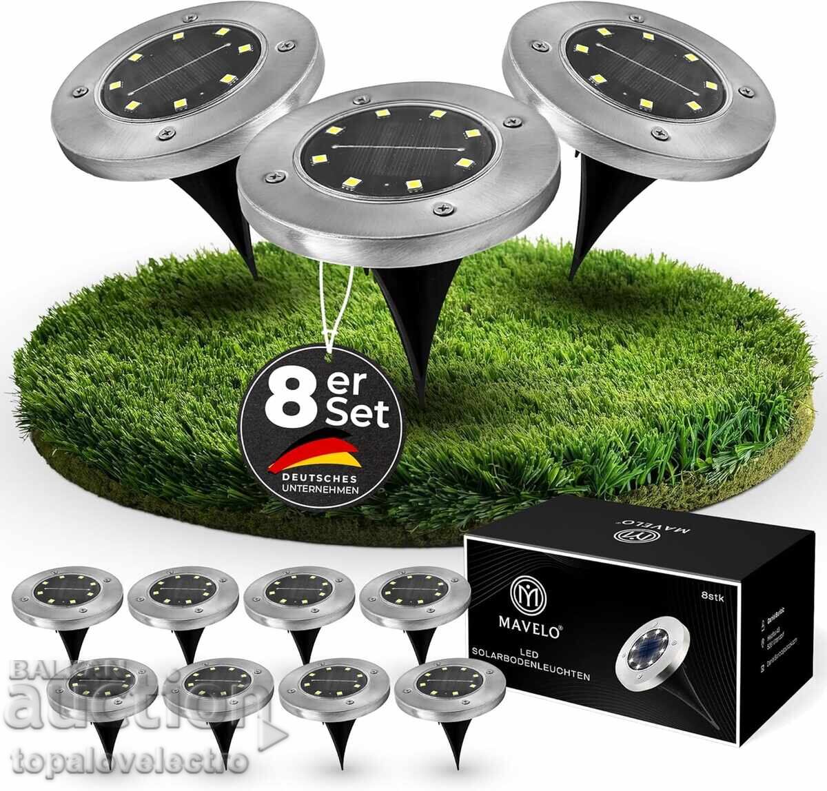8 соларни лампи за градина, водоустойчиви, бяла светлина