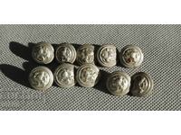 10 Old Military Uniform Buttons with Lion