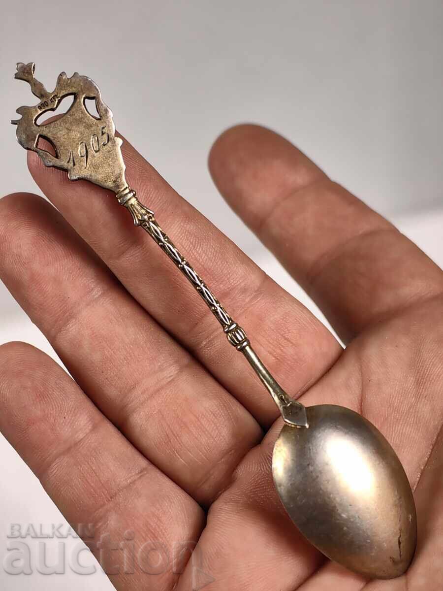 1905 COPENHAGEN OLD SILVER SPOON ENAMEL SPOON MARKED - 5