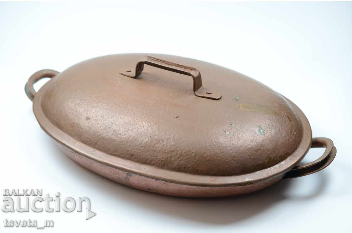 Tavă de cupru cu capac, ghiveci, cratiță cu preț € 35.00 | 68.45 BGN Tavă de cupru cu capac, ghiveci, cratiță cu preț € 35.00 | 68.45 BGN