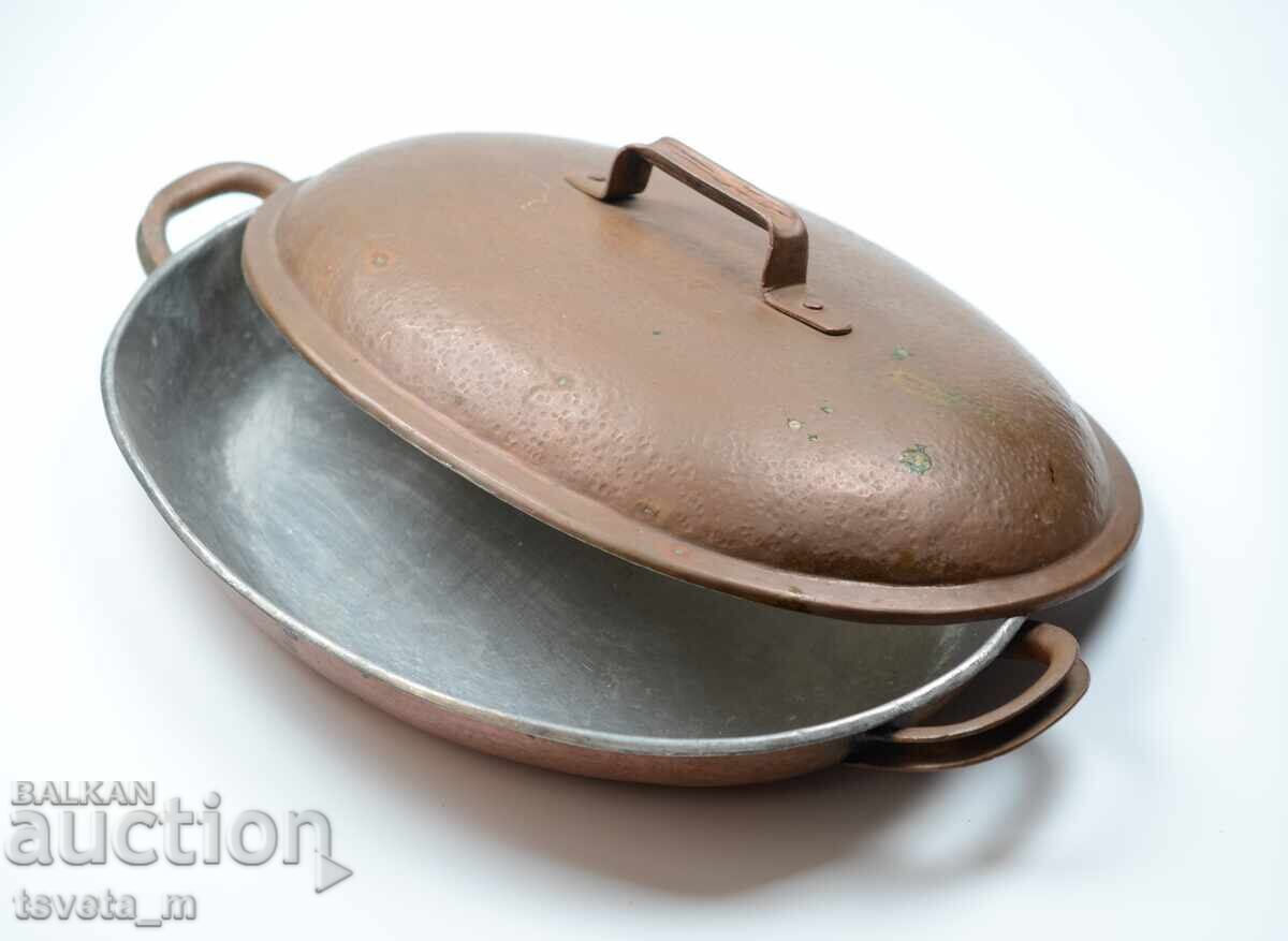 Медна тава с капак  гювеч  касерола