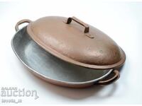 Tavă de cupru cu capac, ghiveci, cratiță