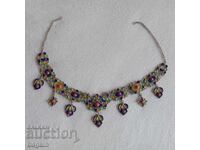 Colier unic din argint cu email și corali