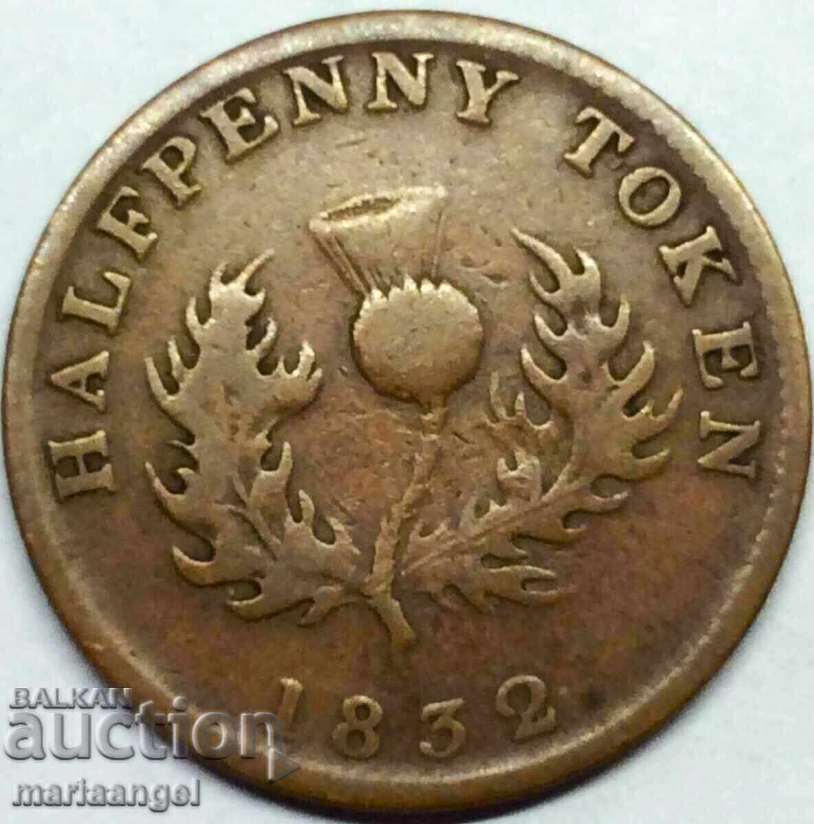 1/2 Halfpenny 1832 Nova Scotia Token 28mm - quite rare - 7