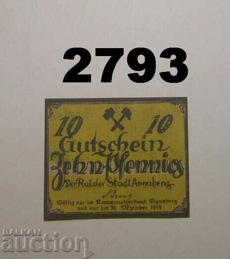 Annaberg 10 pfennig Notgeld Германия