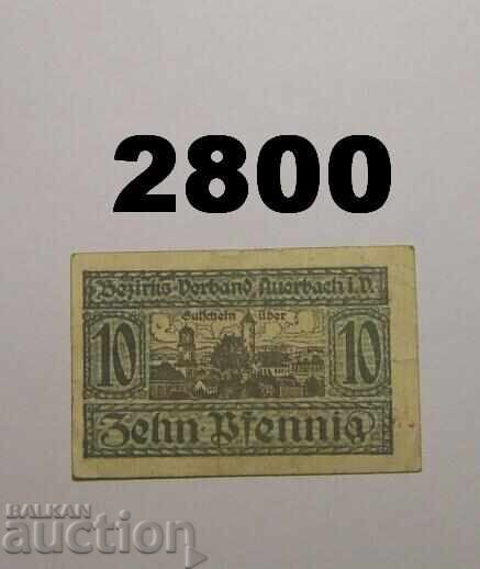 Auerbach 10 pfennig Notgeld Германия Auerbach 10 pfennig Notgeld Германия