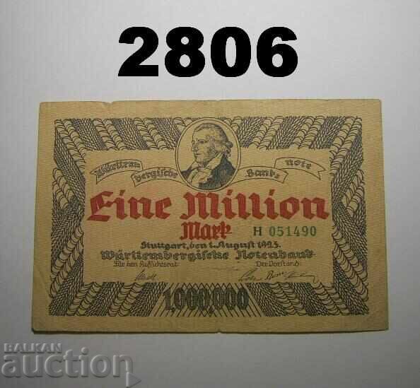 Wurttembergische Notenbank 1 million mark 1923 Germany