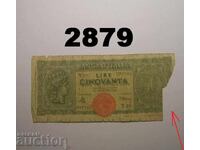 Damaged Italy 50 Lire 1944