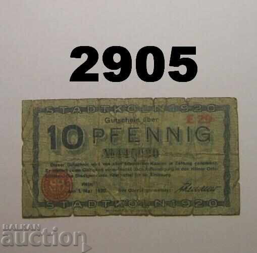 Köln 10 pfennig 1920 Германия Köln 10 pfennig 1920 Германия