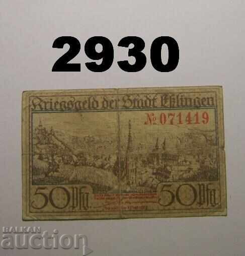 Esslingen 50 pfennig (1/2 mark) 1917 Германия Esslingen 50 pfennig (1/2 mark) 1917 Германия