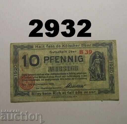 Köln 10 pfennig 1920 Германия Köln 10 pfennig 1920 Германия