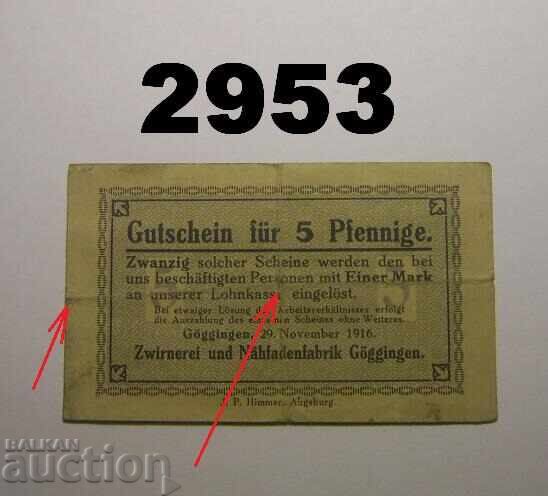 Γκόγκινγκεν 5 πφέννιχ 1916 Γερμανία