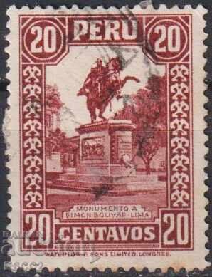 Timbre marcat Monumentul Simon Bolivar 1934 din Peru