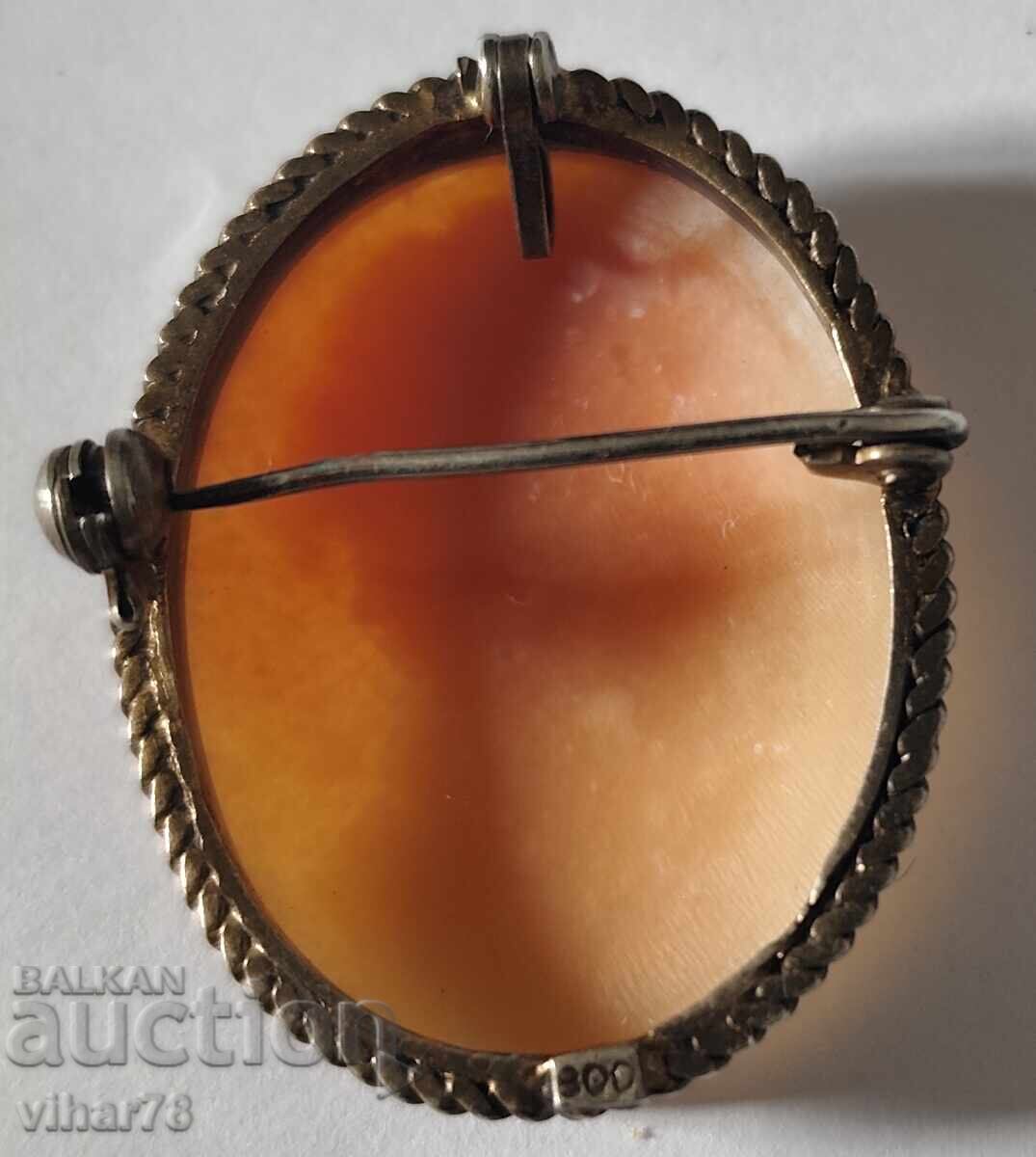 Παλιά ασημένια όμορφη καμέο καρφίτσα - 5