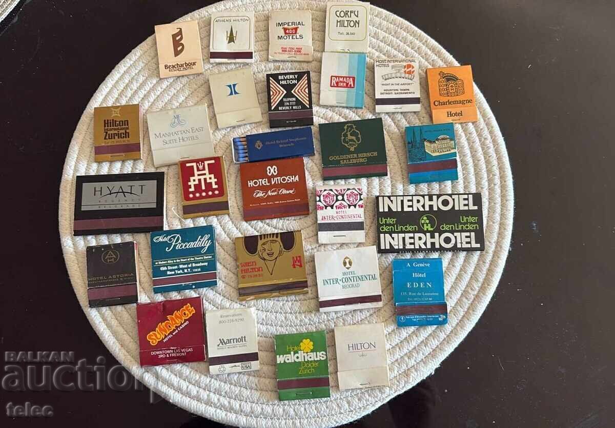 Set of advertising matches, hotels from around the world Set of advertising matches, hotels from around the world