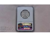 Silver coin of 2 leva 1882 year MS62 - NGC