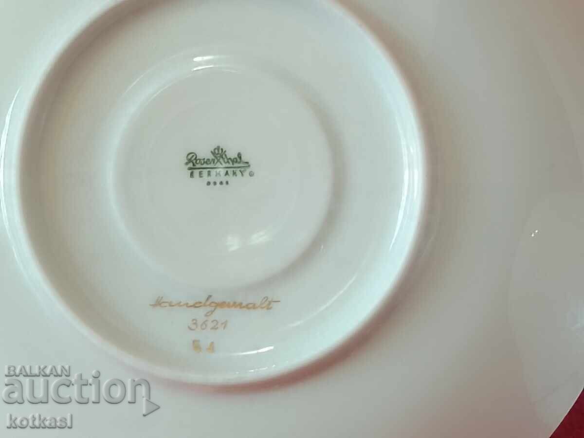 Set dublu de porțelan ceașcă farfurie aurire Rosenthal lucrat manual - 6
